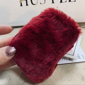 NWT FREE People Fuzzy Ear Pod Case Burgundy